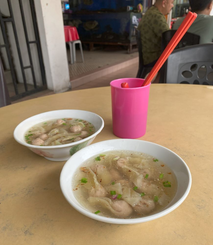 A soup dumpling dish served at a food market in Miri.